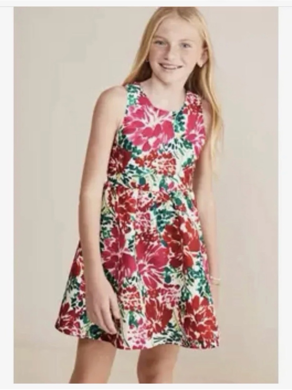 Vineyard Vines Girls Floral Sleeveless Dress in Pink and Green - New with tags